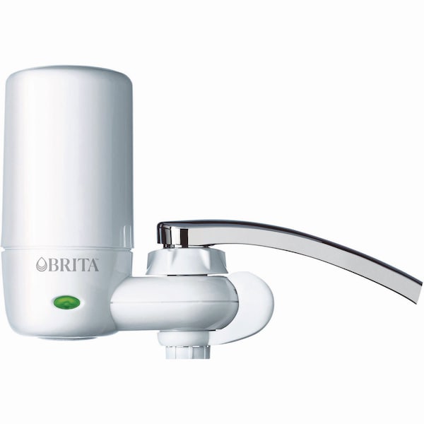 Brita Water Faucet Mount Filtration System with 1 Elite Advanced Replacement Filter, White 42201 - main